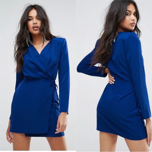 Missguided Dresses & Skirts - Missguided Royal Blue Wrap Mini Dress